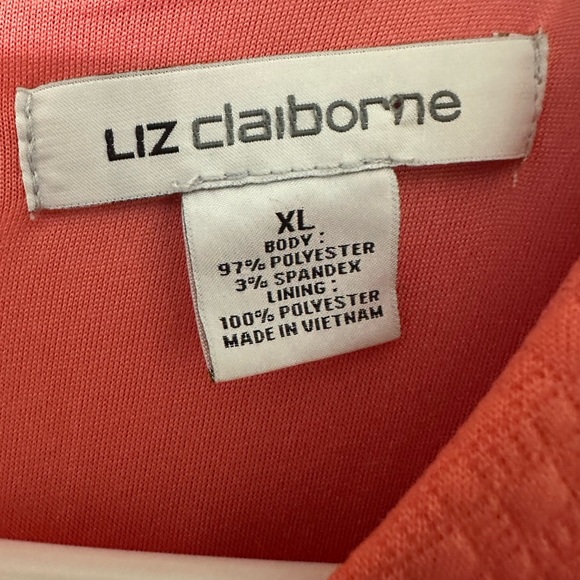 Liz Claiborne Dress XL Sugar Coral Sleeveless Textured Sheath Career Work 11/3 - Picture 2 of 10